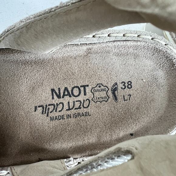 Naot Verbena Sandals Women's 7.5 Beige Buckle Snakeskin Ankle Strap Open Toe - Picture 9 of 9